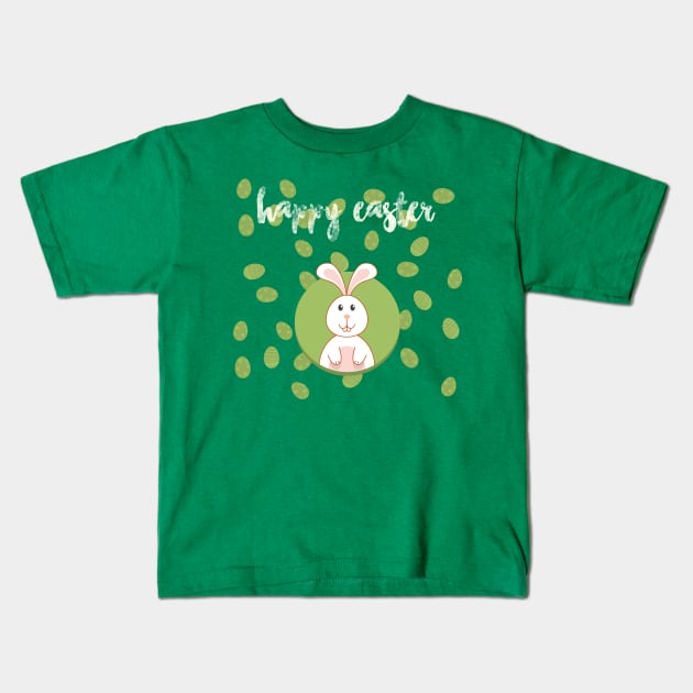 Happy Easter With Bunny Kids T-Shirt by MonkeyBusiness